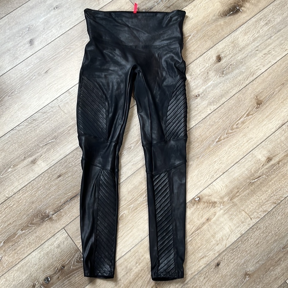 Spanx Black Moto Faux Leather Leggings - Picture 3 of 10